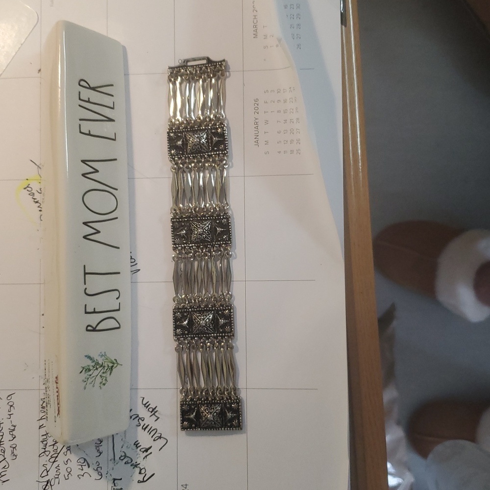 Vintage Taxco Mexico Sterling Silver925 A Wide Multi-Row Panel Link Bracelet - Picture 12 of 16